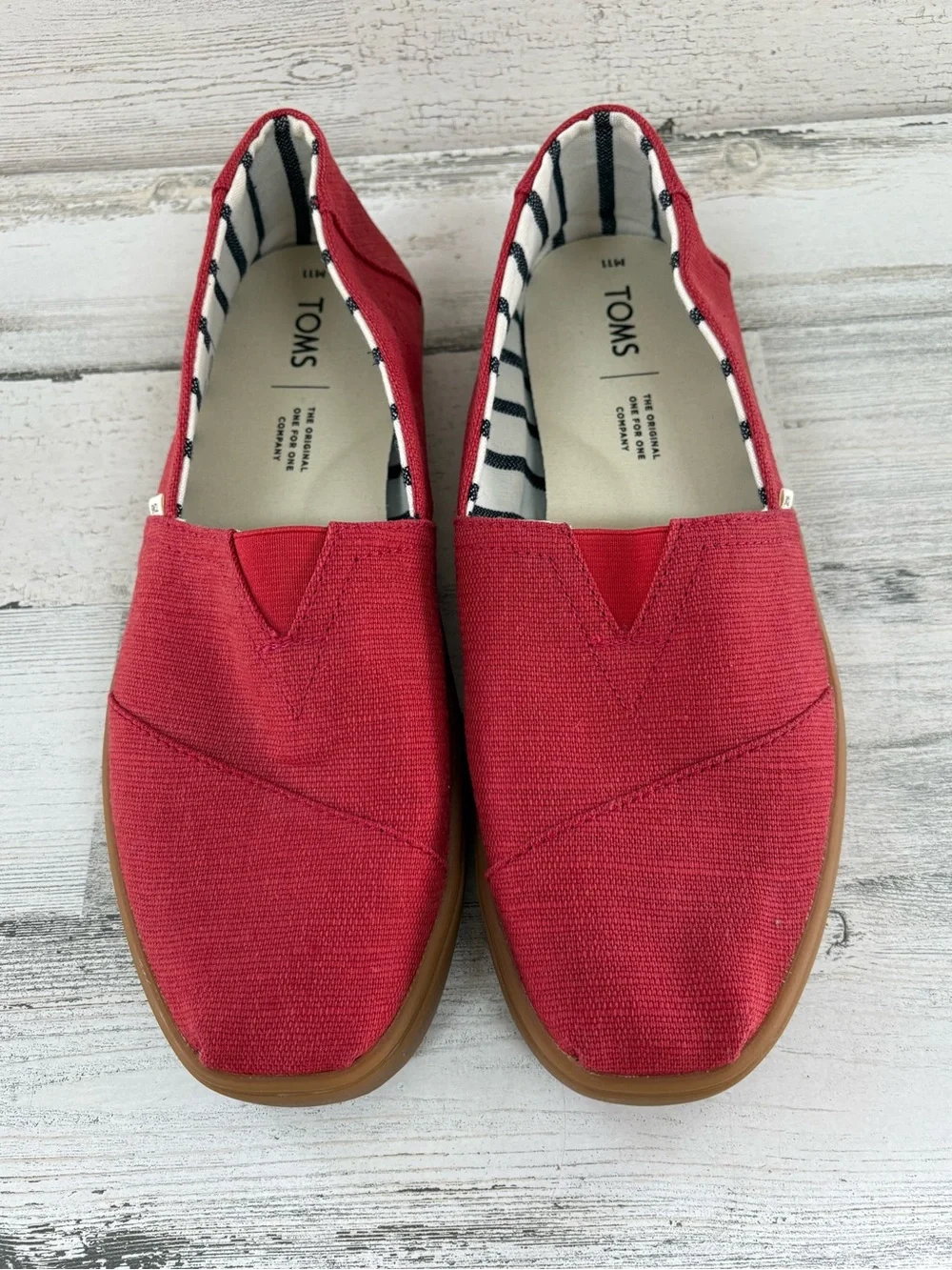 Toms Men’s Size 11 Red Heritage Canvas Espadrille Slip On Shoes